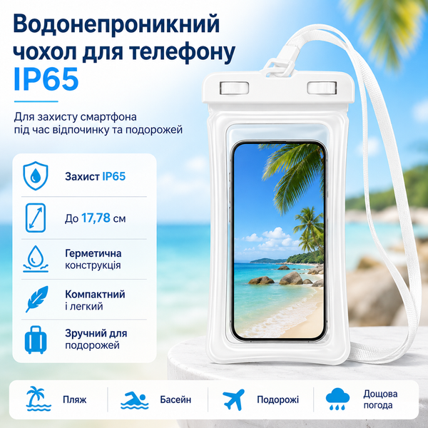 Універсальний водозахисний чохол для телефону   B-037 фото