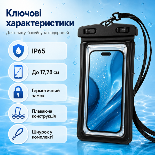 Універсальний водозахисний чохол для смартфона IP65 038 фото