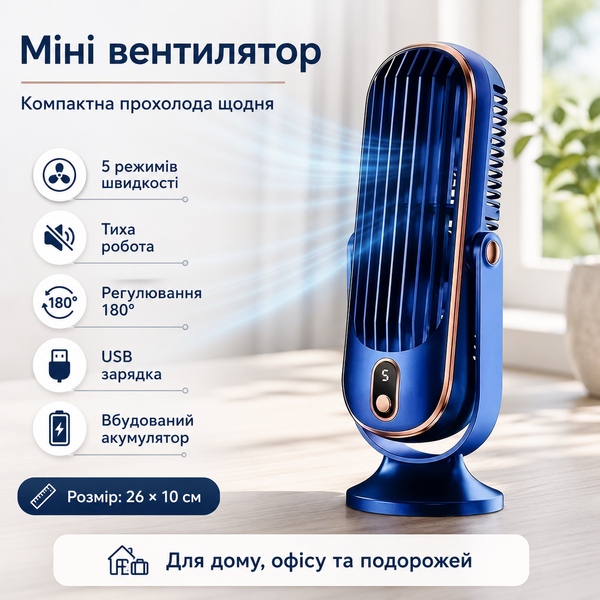Портативний вентилятор з подвійним двигуном та USB-живленням B-093 фото
