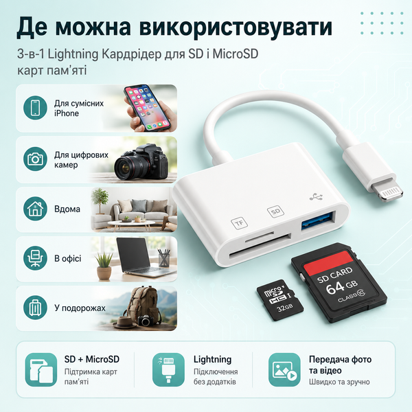 Універсальний кардрідер Lightning для iPhone 002 фото