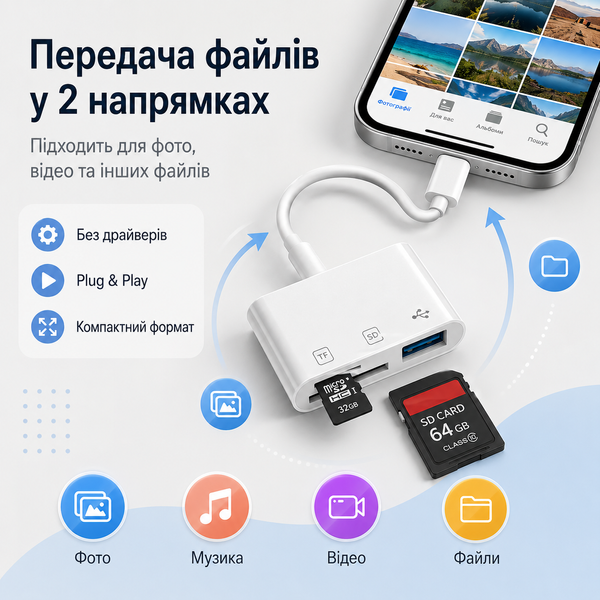 Універсальний кардрідер Lightning для iPhone 002 фото