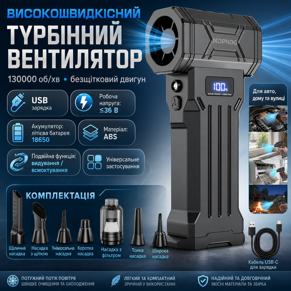 Безщітковий електричний повітродув з цифровим дисплеєм  B-149 фото